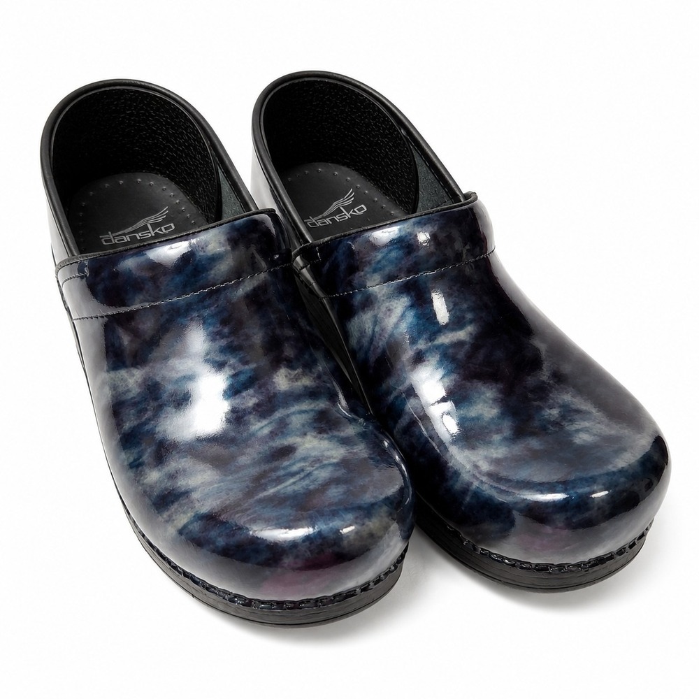 DANSKO Professional Work Clog Sz EU/40 US/10-10.5 Black Marble Patent Leather